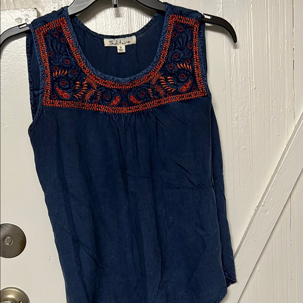 Solitaire Orange and Blue Blouse